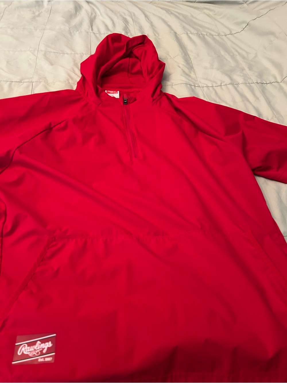 Rawlings Bright Red Hooded Half-Zip Performance Pullover